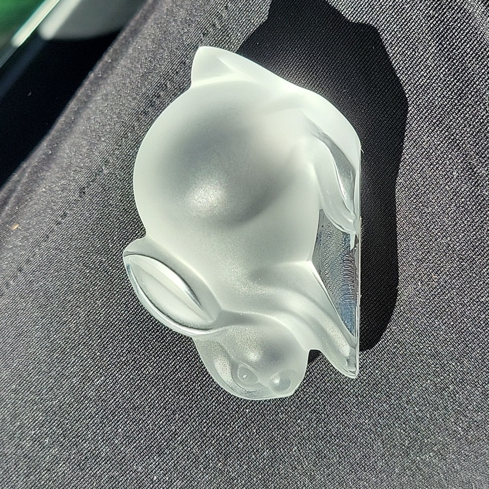 Lalique Frosted Crystal Resting Rabbit Paperweight